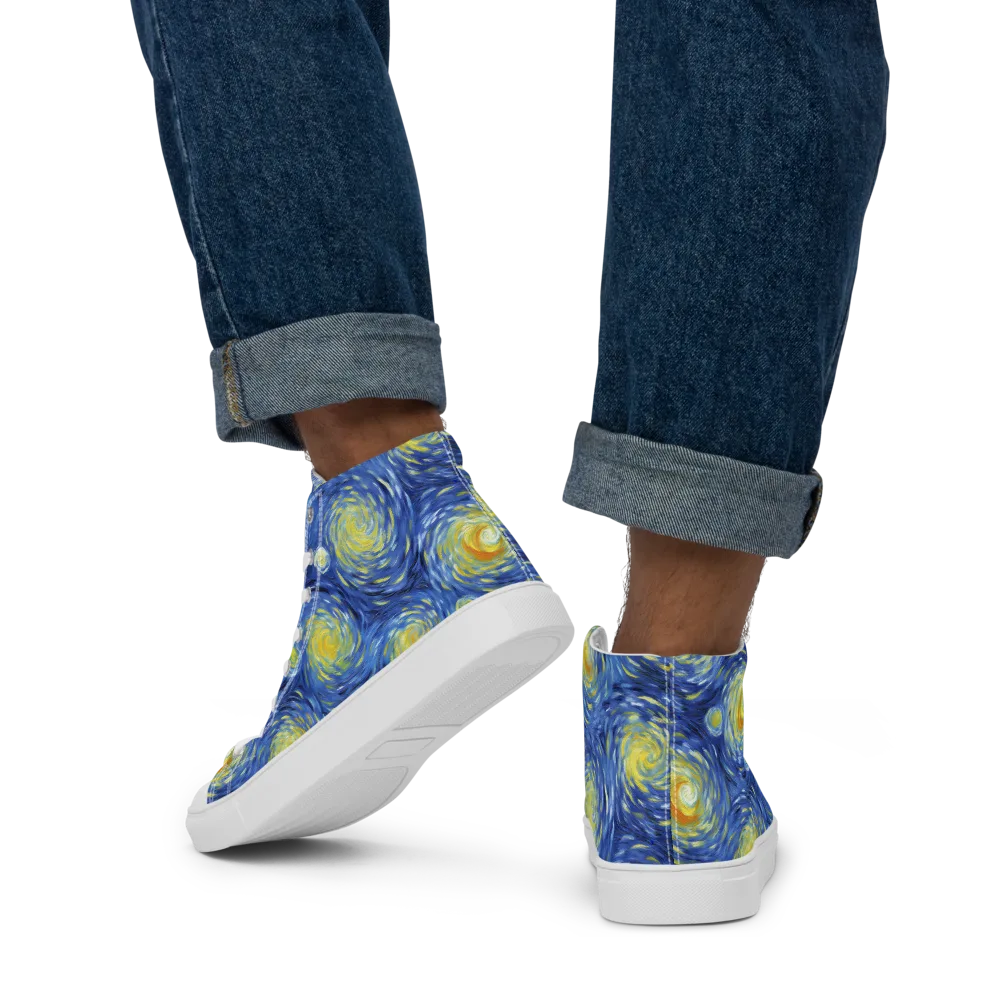 Celestial Whirl on Men's High Top Canvas Shoes — Back