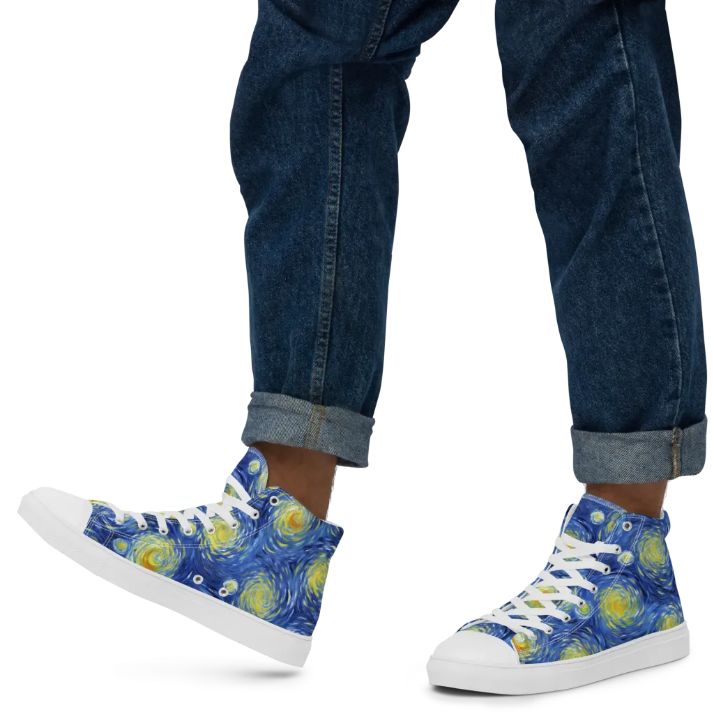 Celestial Whirl on Men's High Top Canvas Shoes — Left