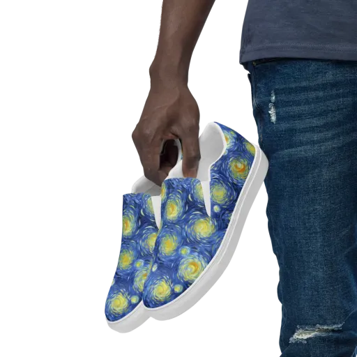 Celestial Whirl on a Men's Slip-On Canvas Shoes