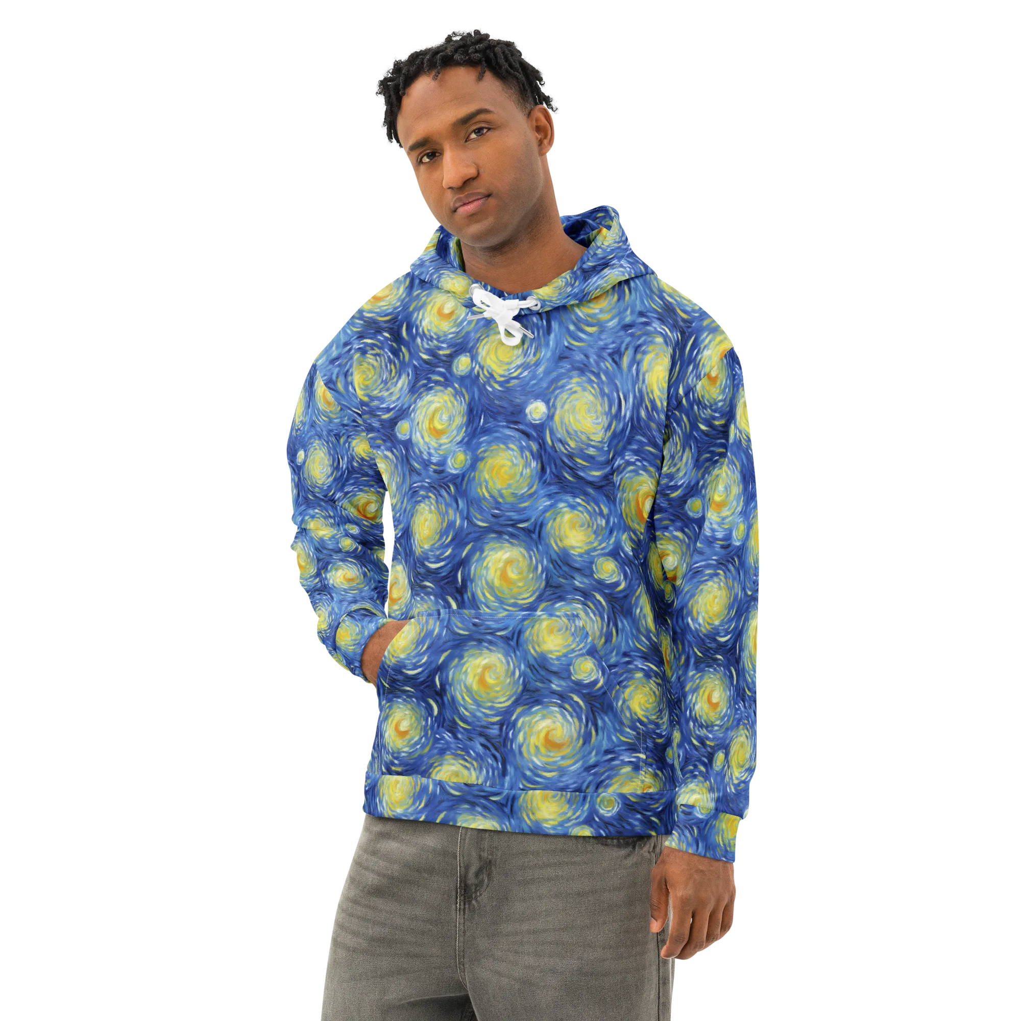 Celestial Whirl on Cotton Hoodie — Left Front