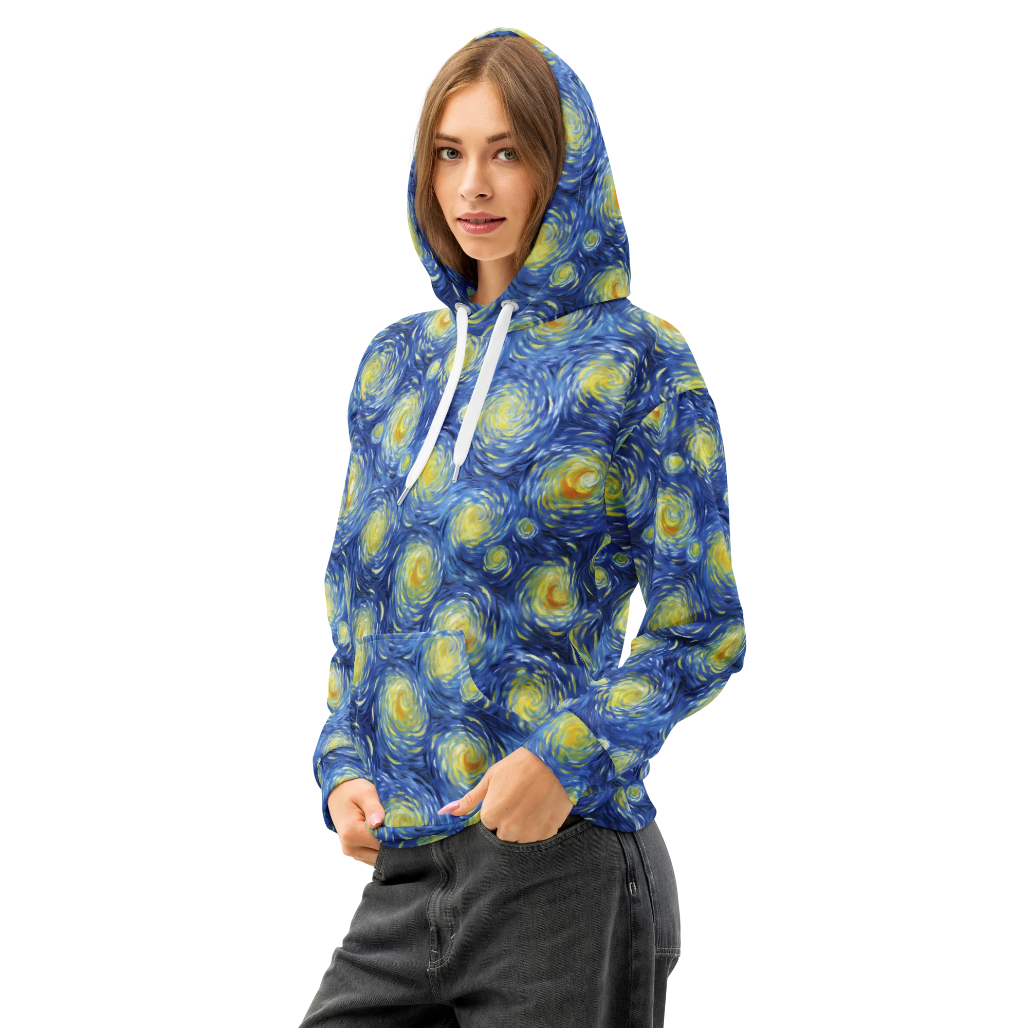 Celestial Whirl on Cotton Hoodie — Left Front