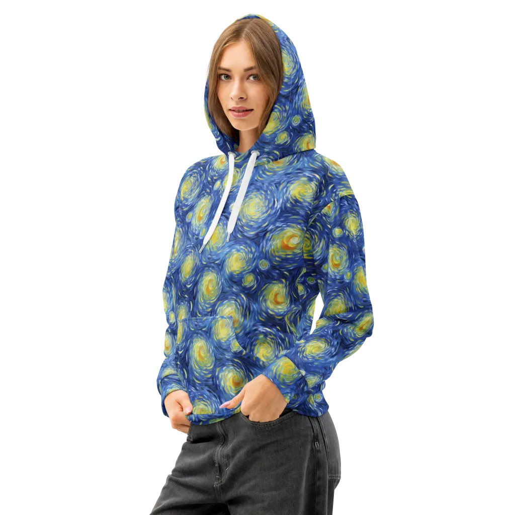 Celestial Whirl on Cotton Hoodie — Left Front