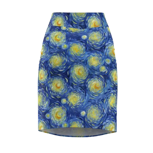 Celestial Whirl on a Pencil Skirt