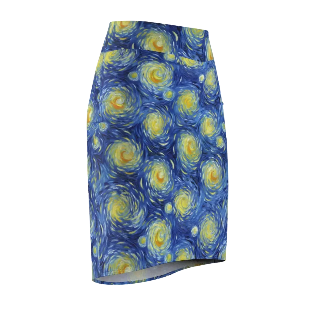 Celestial Whirl on Pencil Skirt — Front Side