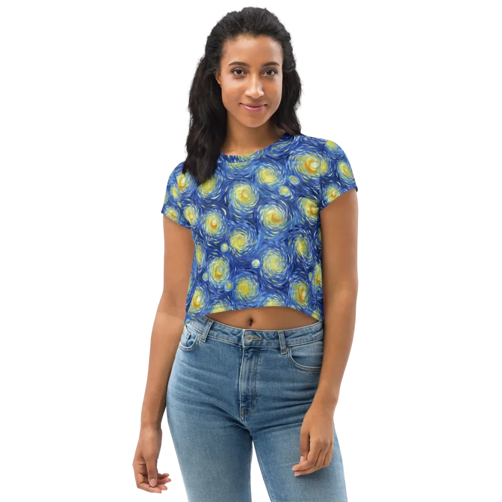 Celestial Whirl on Crop Tee — Front