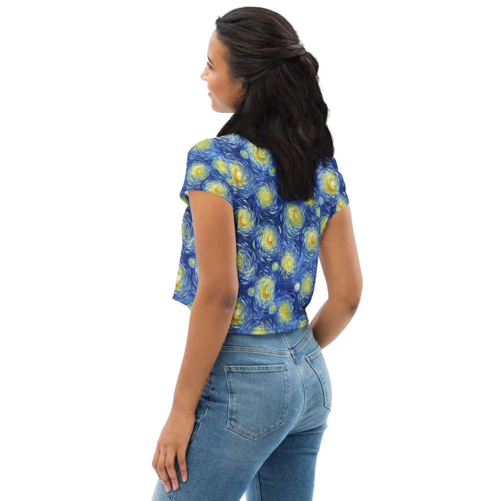 Celestial Whirl on Crop Tee — Left Back