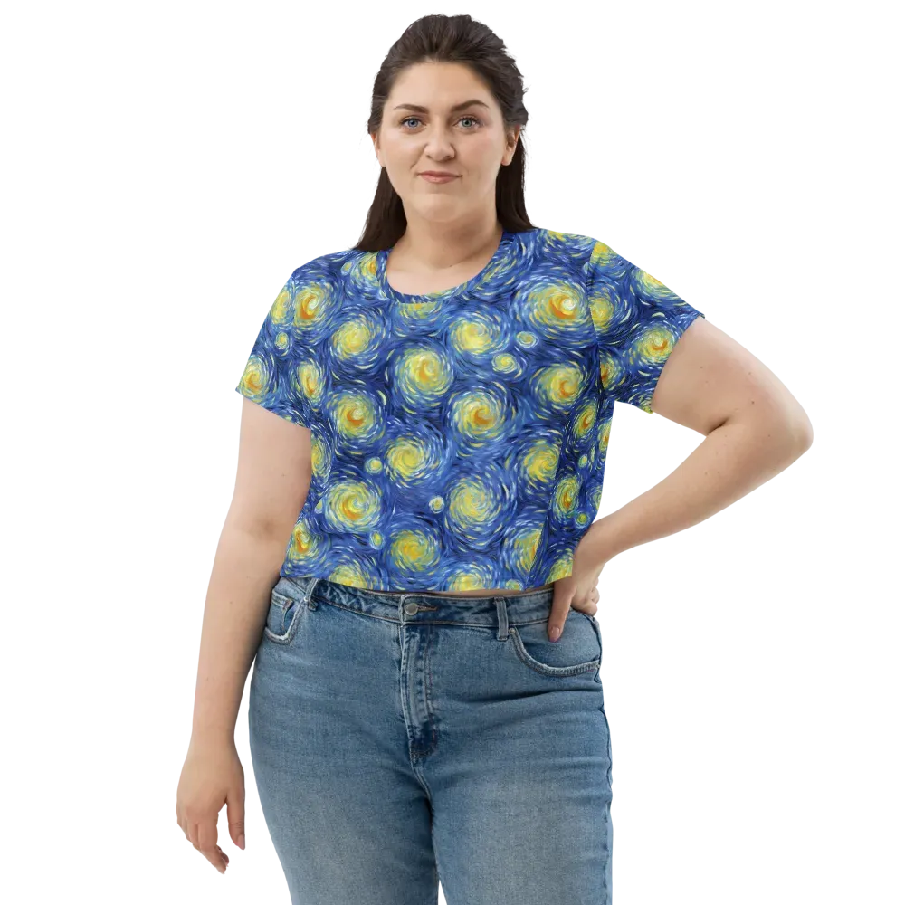 Celestial Whirl on Crop Tee — Front