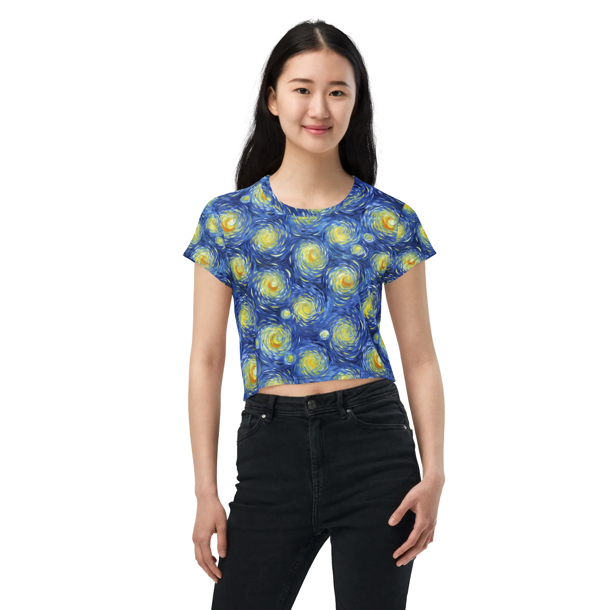 Celestial Whirl on Crop Tee — Front