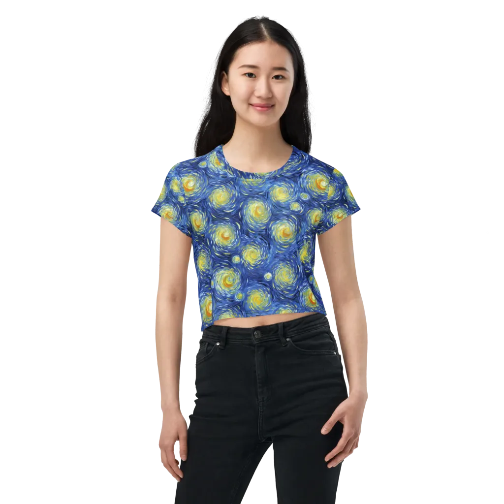 Celestial Whirl on Crop Tee — Front