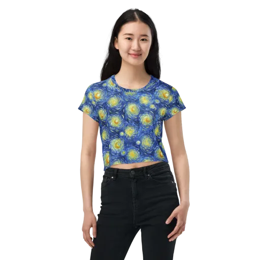 Celestial Whirl on a Crop Tee
