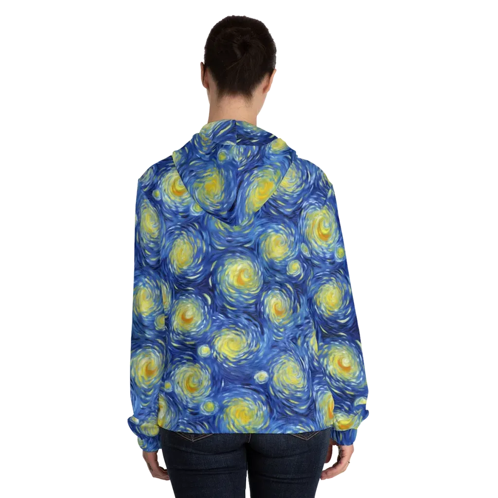 Celestial Whirl on Women's Full-Zip Hoodie — Back On Person