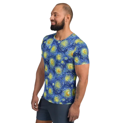 Celestial Whirl on a Men's Athletic T-Shirt