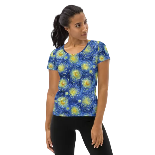 Celestial Whirl on a Women's Athletic T-Shirt