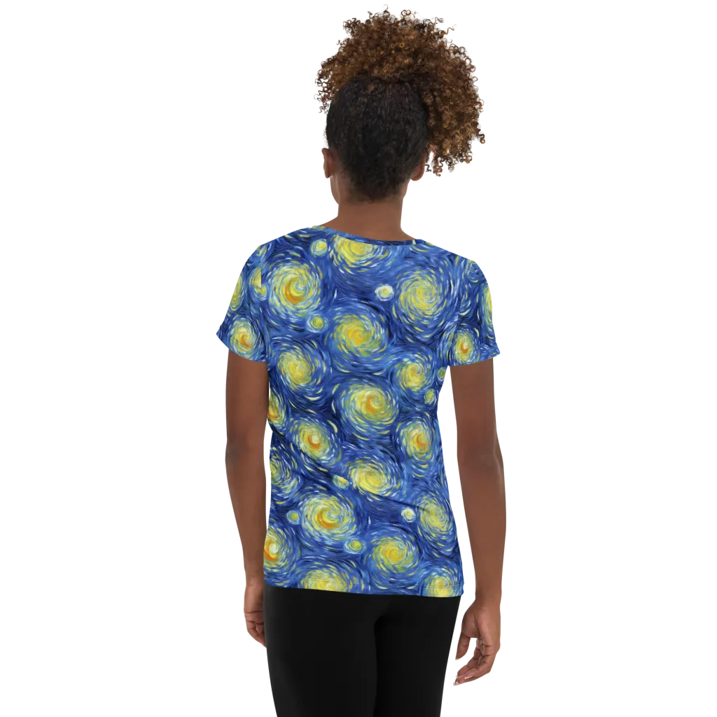 Celestial Whirl on Women's Athletic T-Shirt — Back