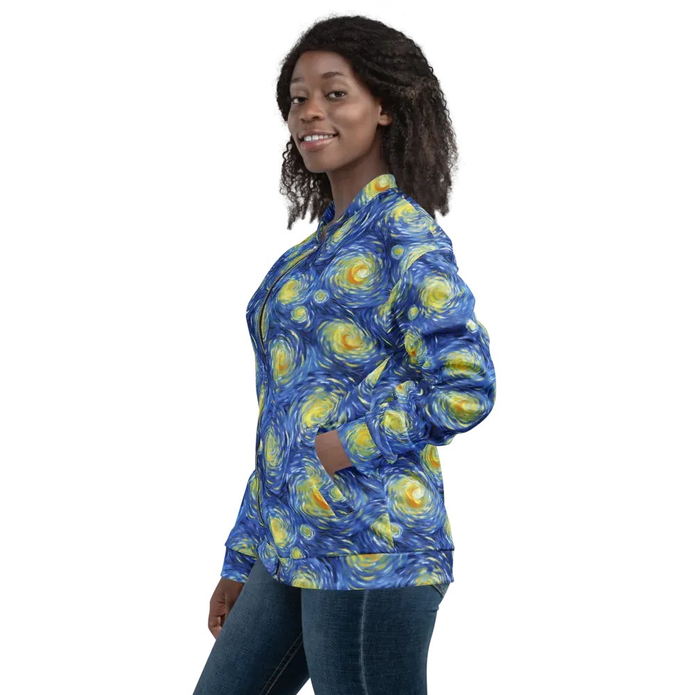 Celestial Whirl on Bomber Jacket — Left