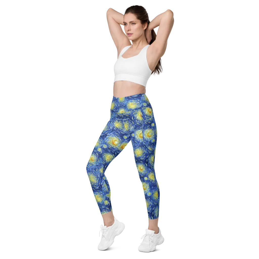 Celestial Whirl on Leggings with Pockets — Left Front