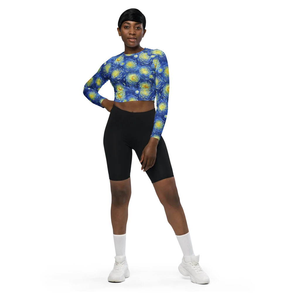 Celestial Whirl on Long Sleeve Crop Top — Front