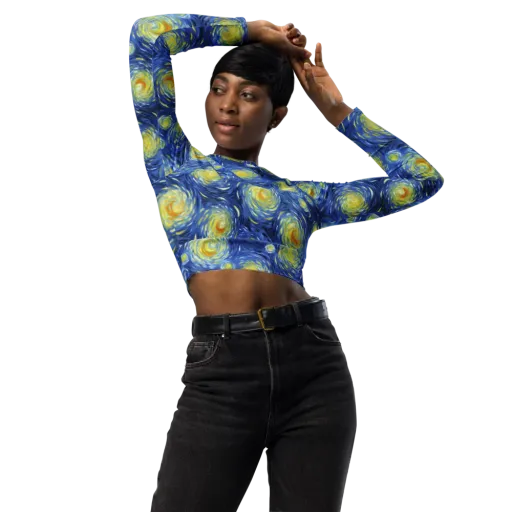 Celestial Whirl on a Long Sleeve Crop Top