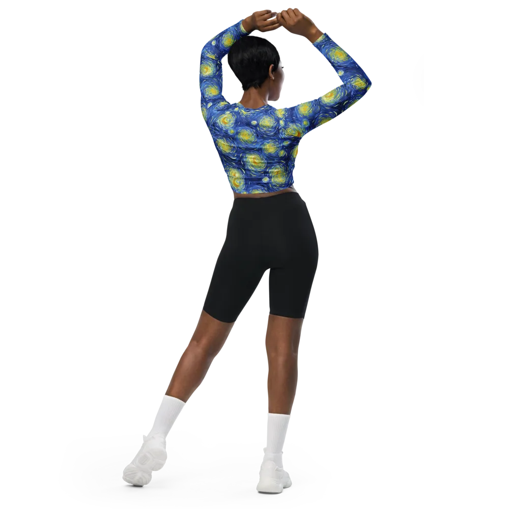 Celestial Whirl on Long Sleeve Crop Top — Back