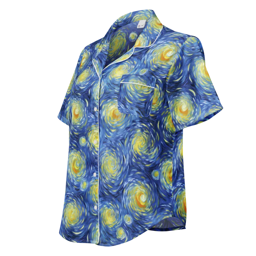Celestial Whirl on Women's Short Sleeve Pajama Top — Left Front