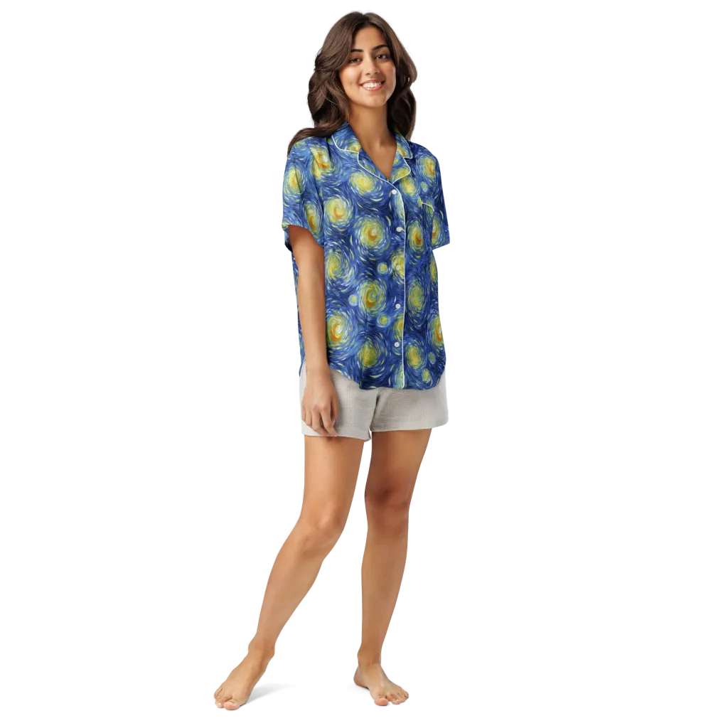 Celestial Whirl on Women's Short Sleeve Pajama Top — Front