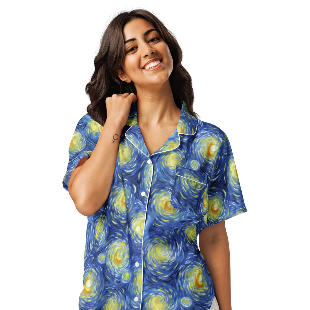 Celestial Whirl on Women's Short Sleeve Pajama Top — Front