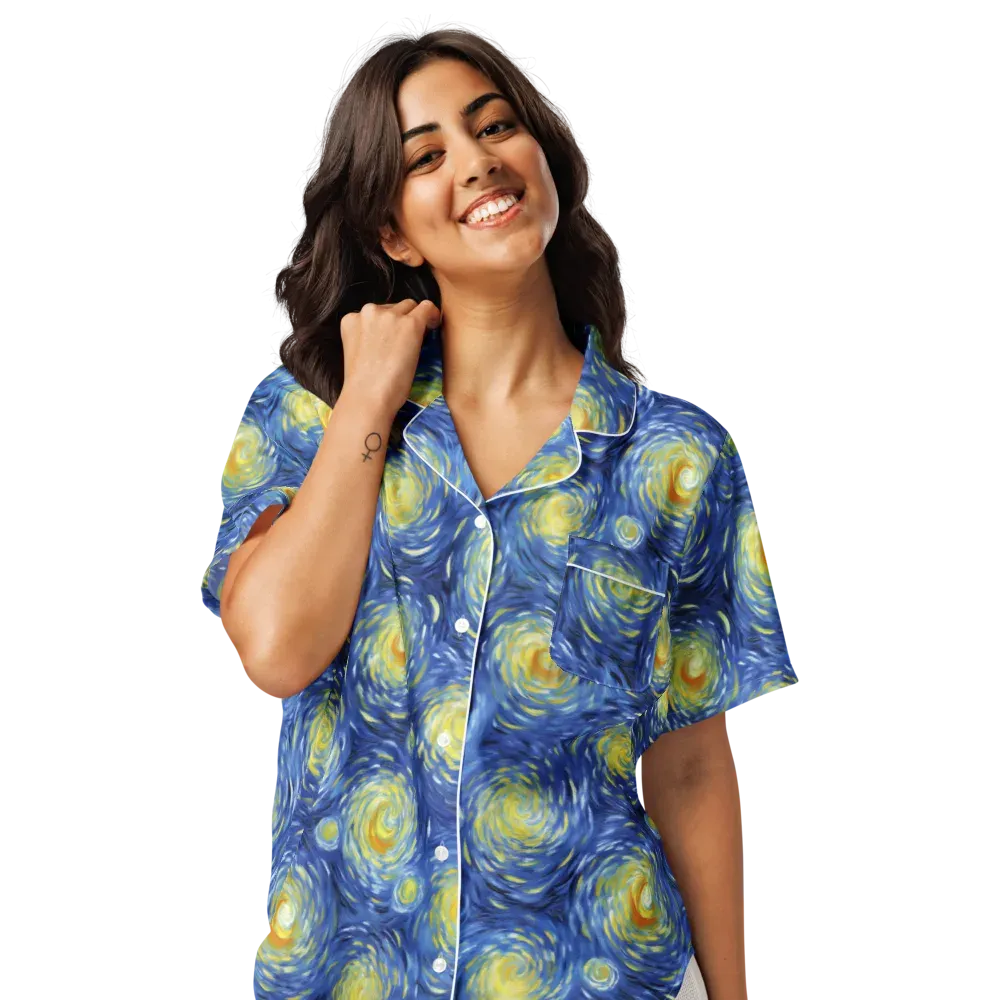 Celestial Whirl on Women's Short Sleeve Pajama Top — Front