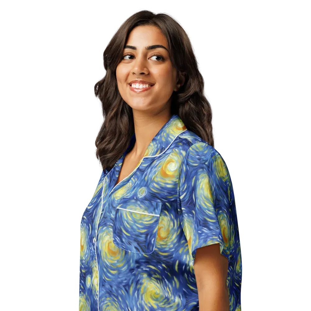 Celestial Whirl on Women's Short Sleeve Pajama Top — Left Front