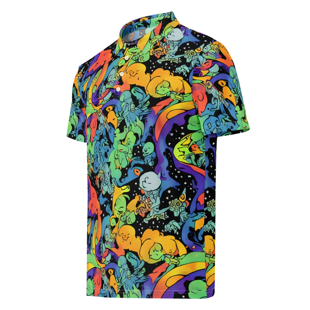 Neon Creature Carnival on Men's Slim Fit Polo Shirt — Left Front