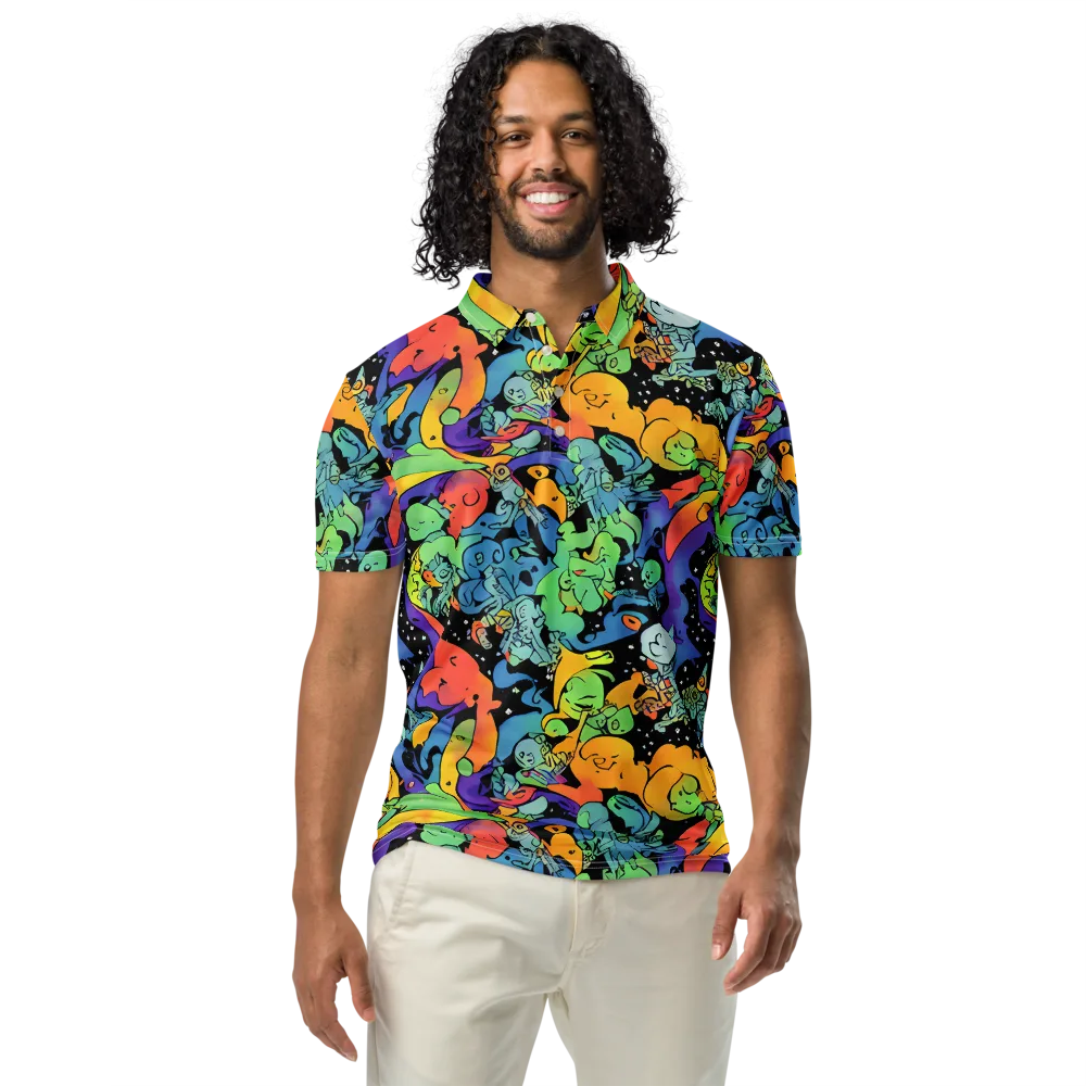 Neon Creature Carnival on Men's Slim Fit Polo Shirt — Front