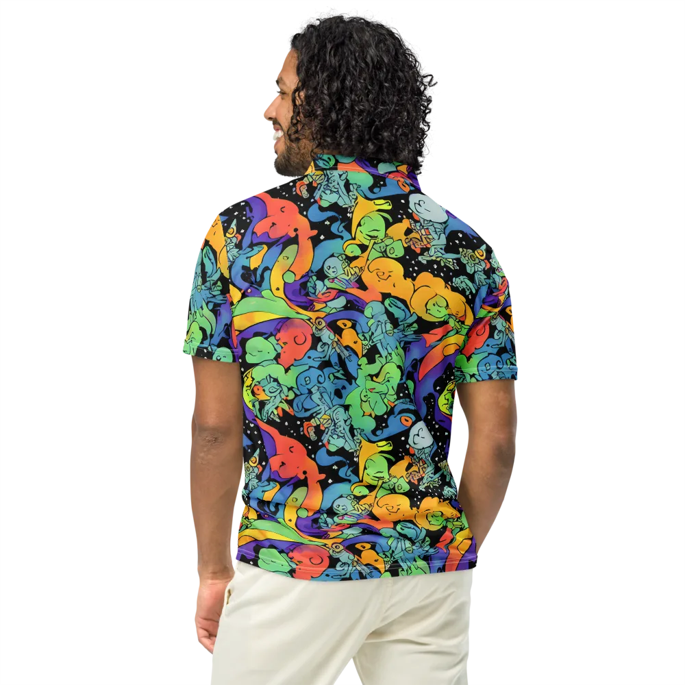 Neon Creature Carnival on Men's Slim Fit Polo Shirt — Back