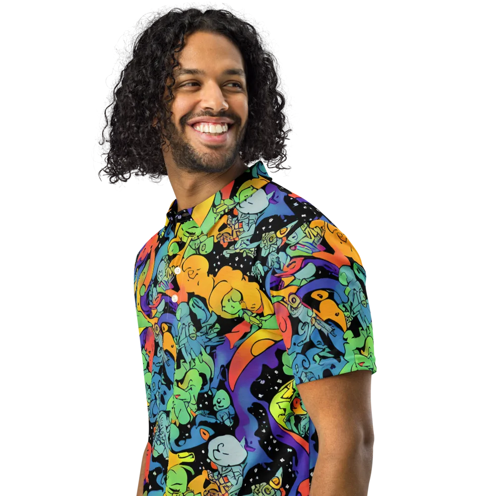 Neon Creature Carnival on Men's Slim Fit Polo Shirt — Left Front