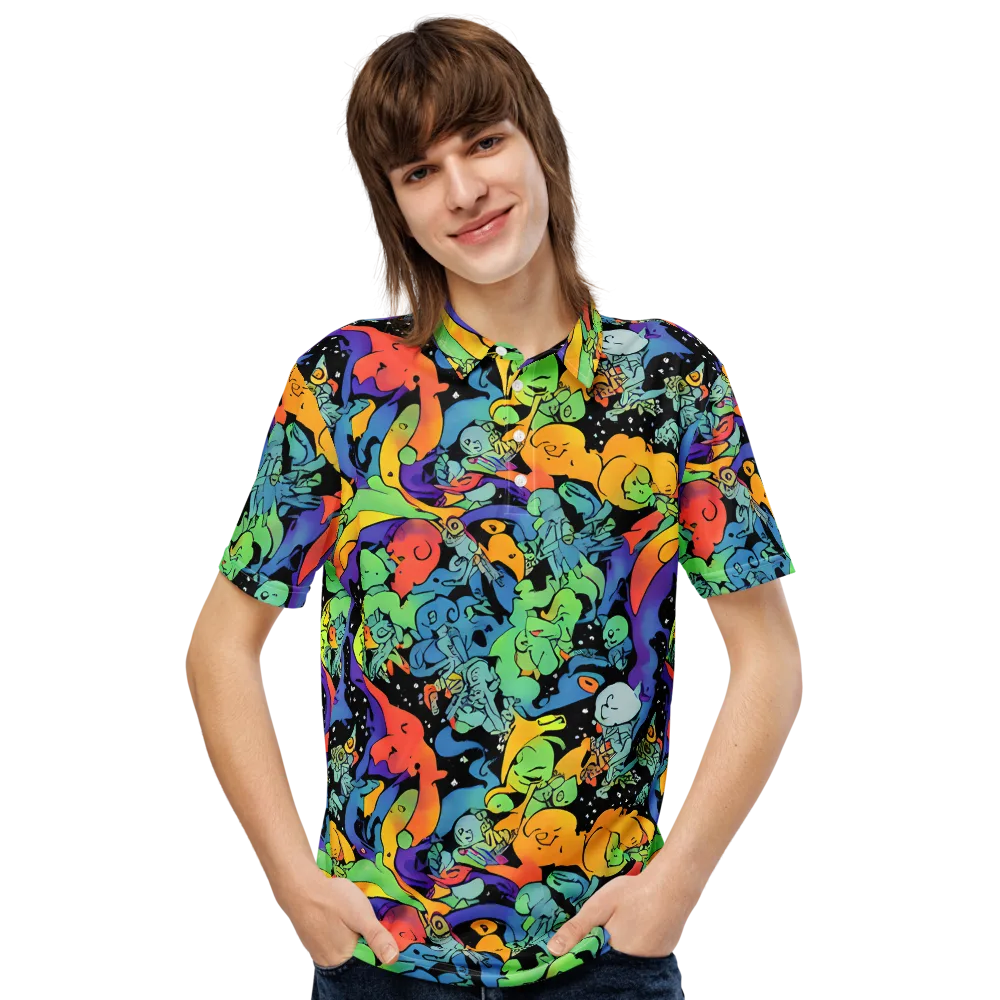 Neon Creature Carnival on Men's Slim Fit Polo Shirt — Front