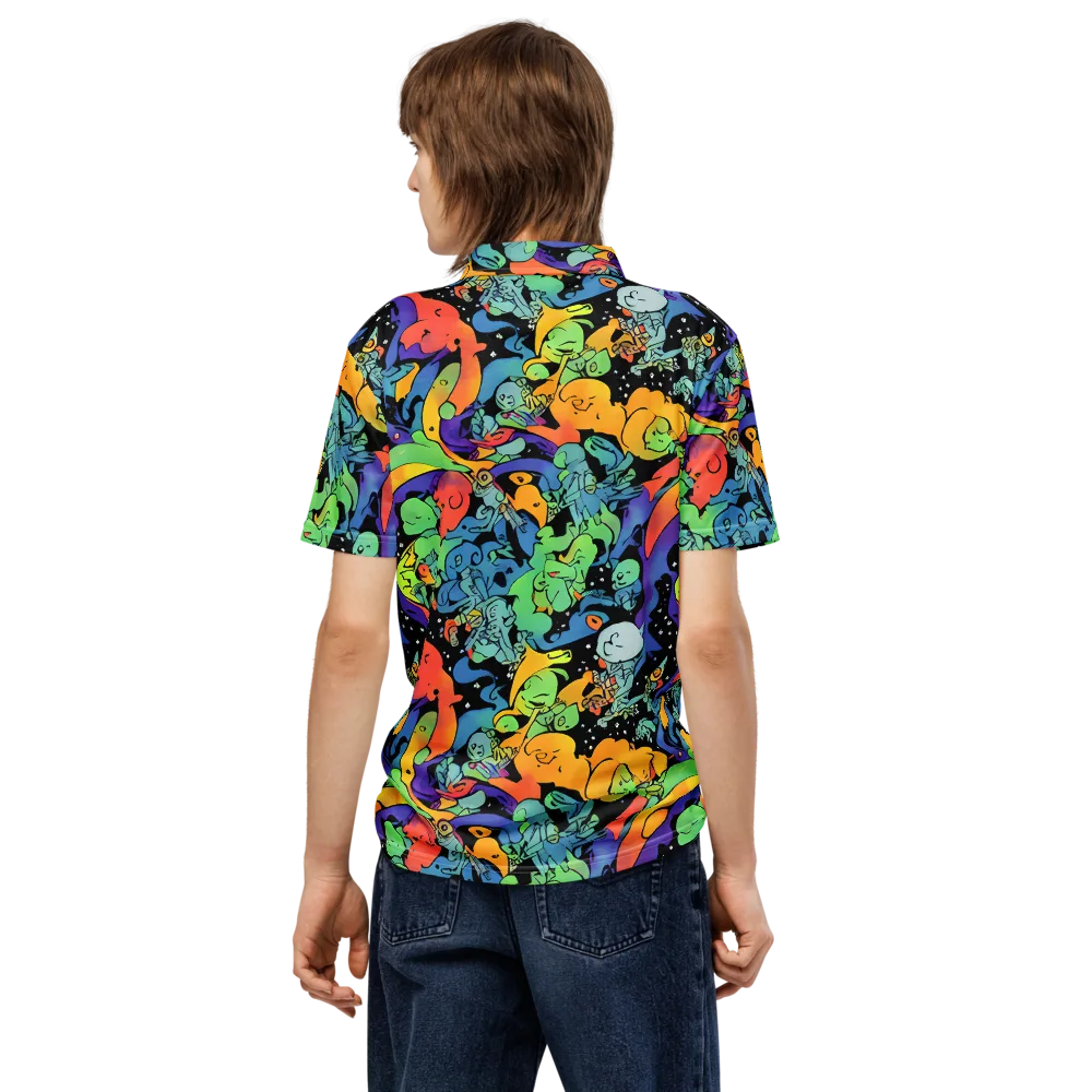 Neon Creature Carnival on Men's Slim Fit Polo Shirt — Back