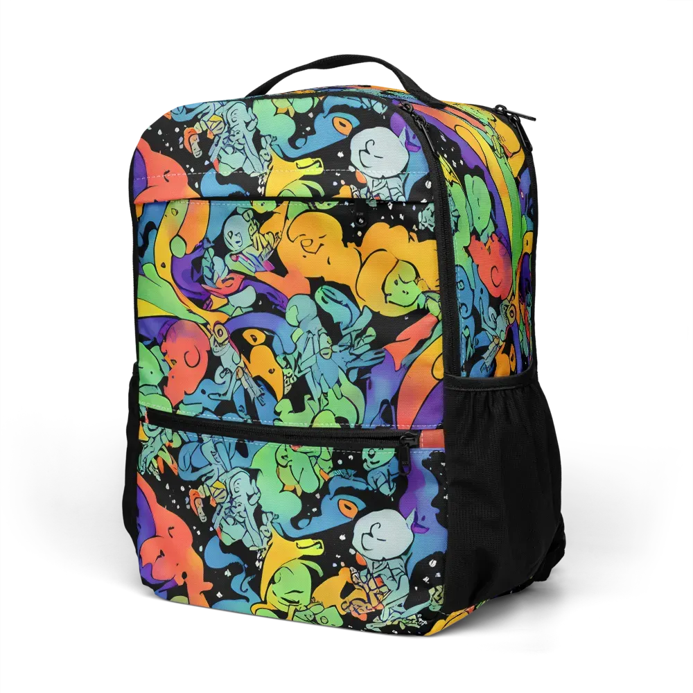 Neon Creature Carnival on Utility Backpack — Left Front