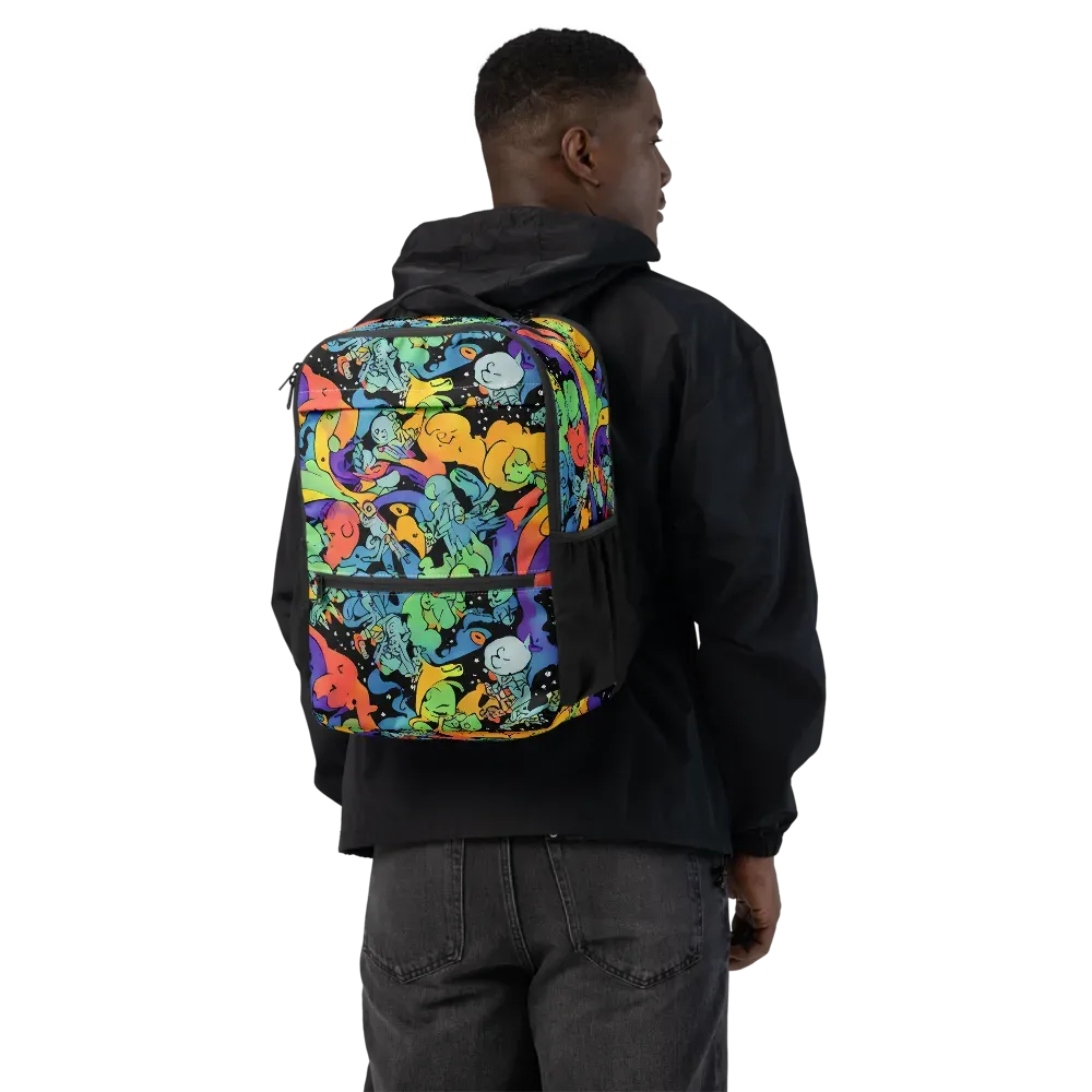 Neon Creature Carnival on Utility Backpack — Back