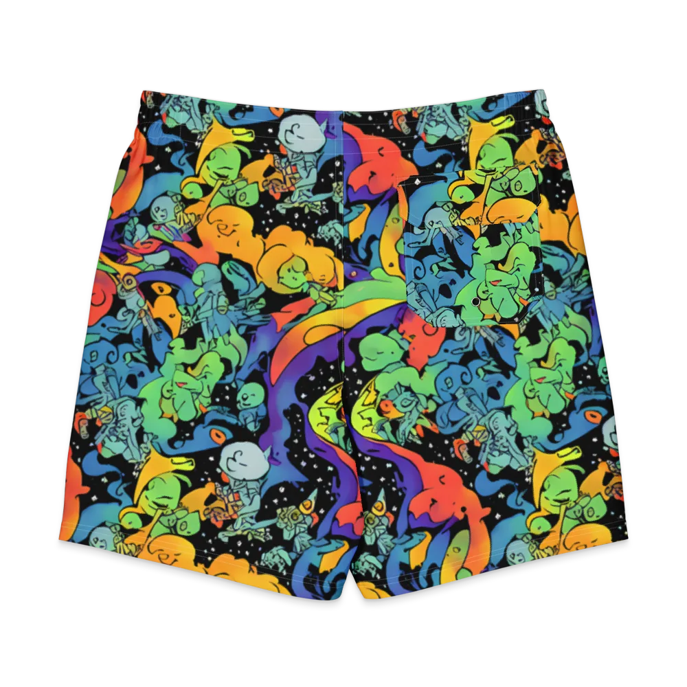 Neon Creature Carnival on Men's Board Shorts — Back