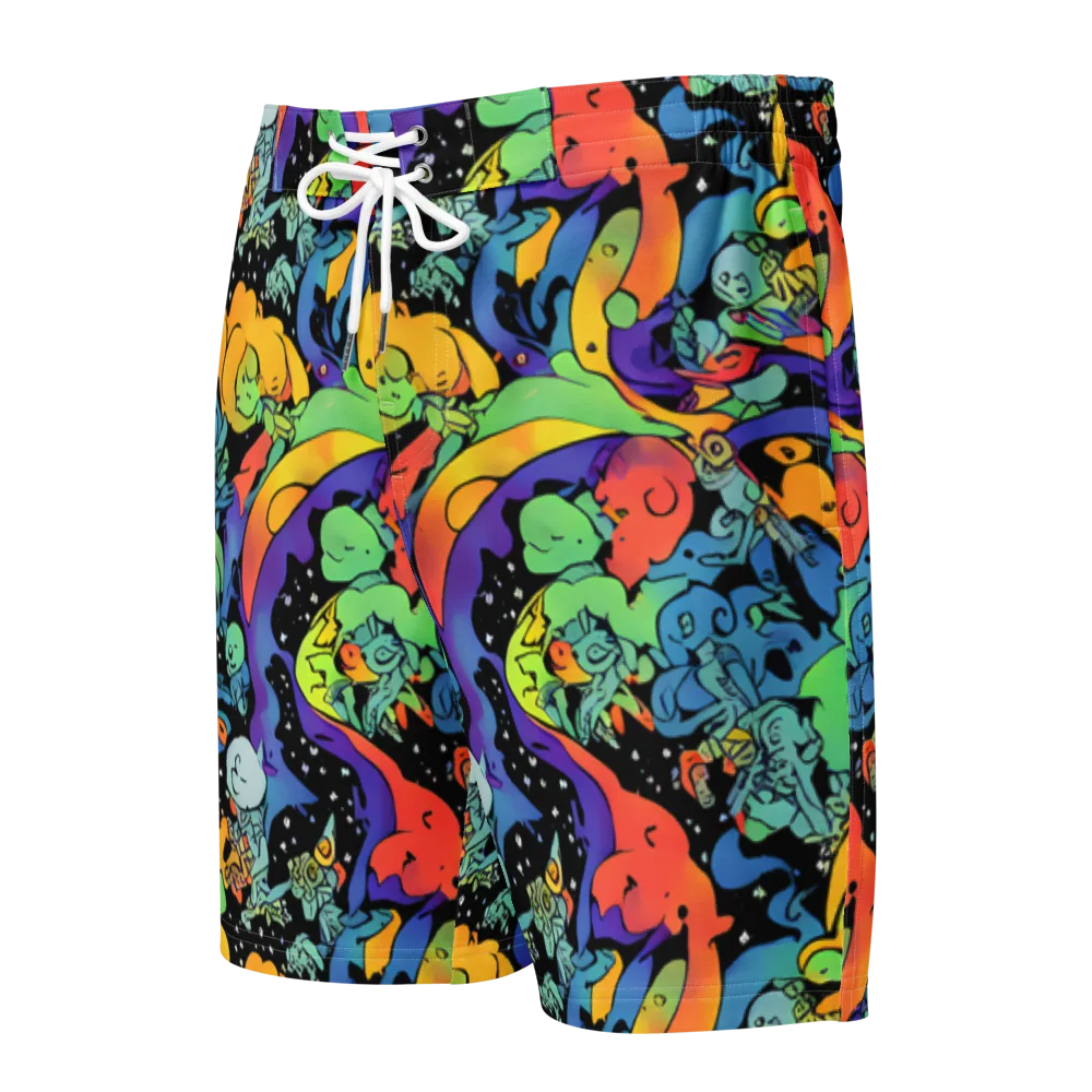 Neon Creature Carnival on Men's Board Shorts — Front