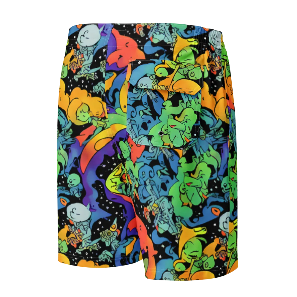 Neon Creature Carnival on Men's Board Shorts — Back