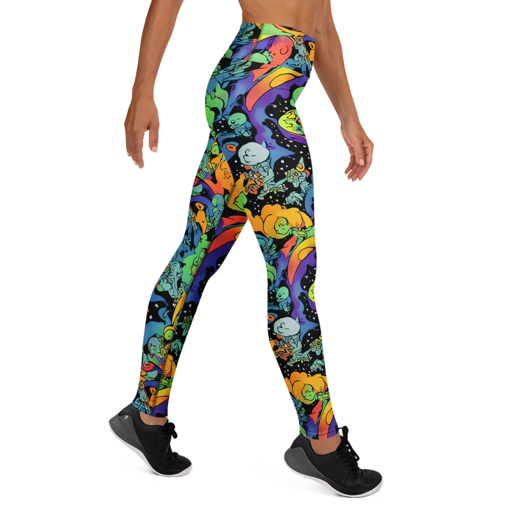 Neon Creature Carnival on Yoga Leggings — Right