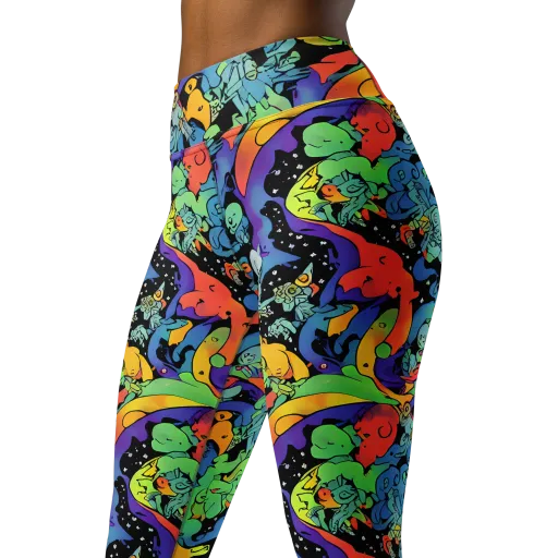 Neon Creature Carnival on a Yoga Leggings