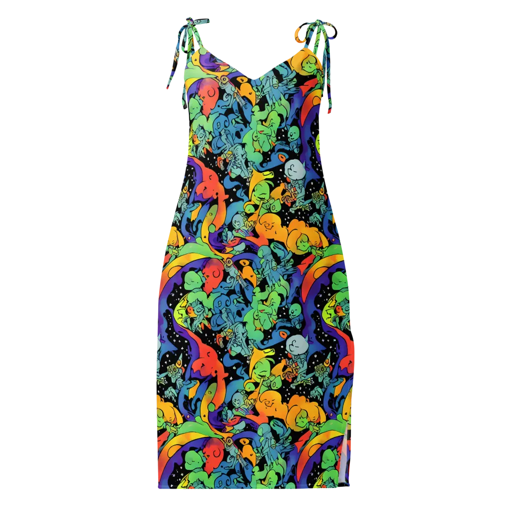 Neon Creature Carnival on Slip Dress — Front