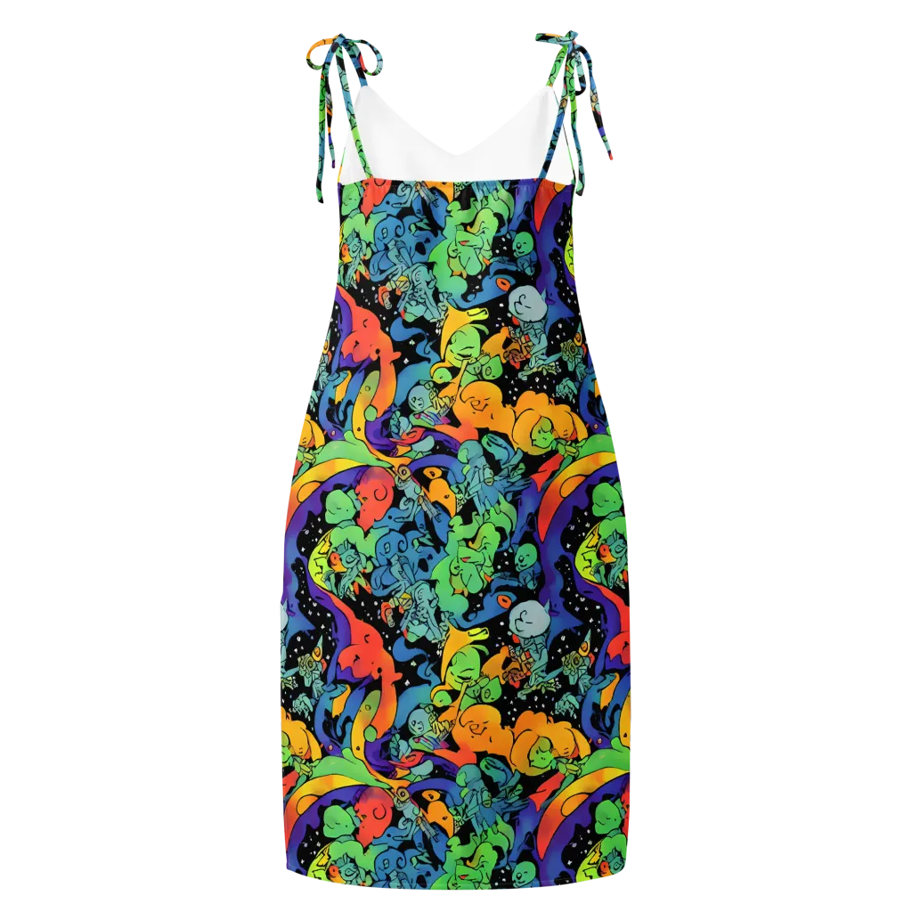 Neon Creature Carnival on Slip Dress — Back
