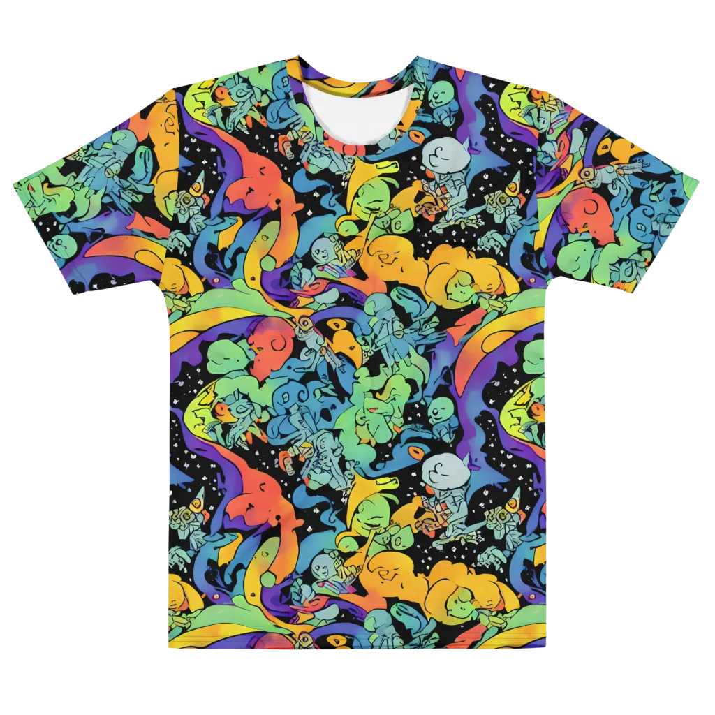 Neon Creature Carnival on Men's Cotton Crew Neck T-Shirt — Front