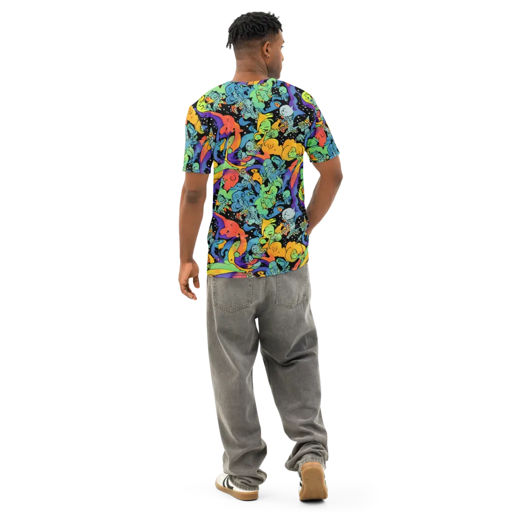 Neon Creature Carnival on Men's Cotton Crew Neck T-Shirt — Back