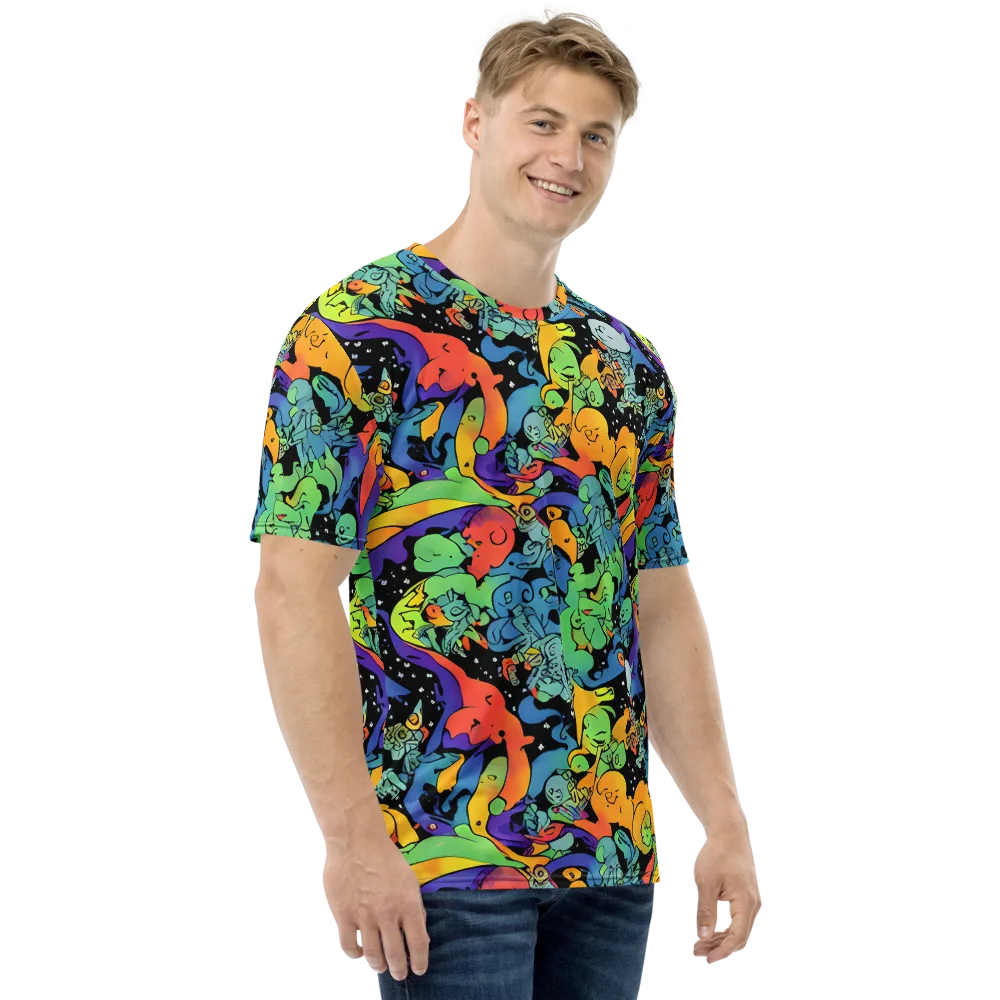 Neon Creature Carnival on Men's Crew Neck T-Shirt — Right