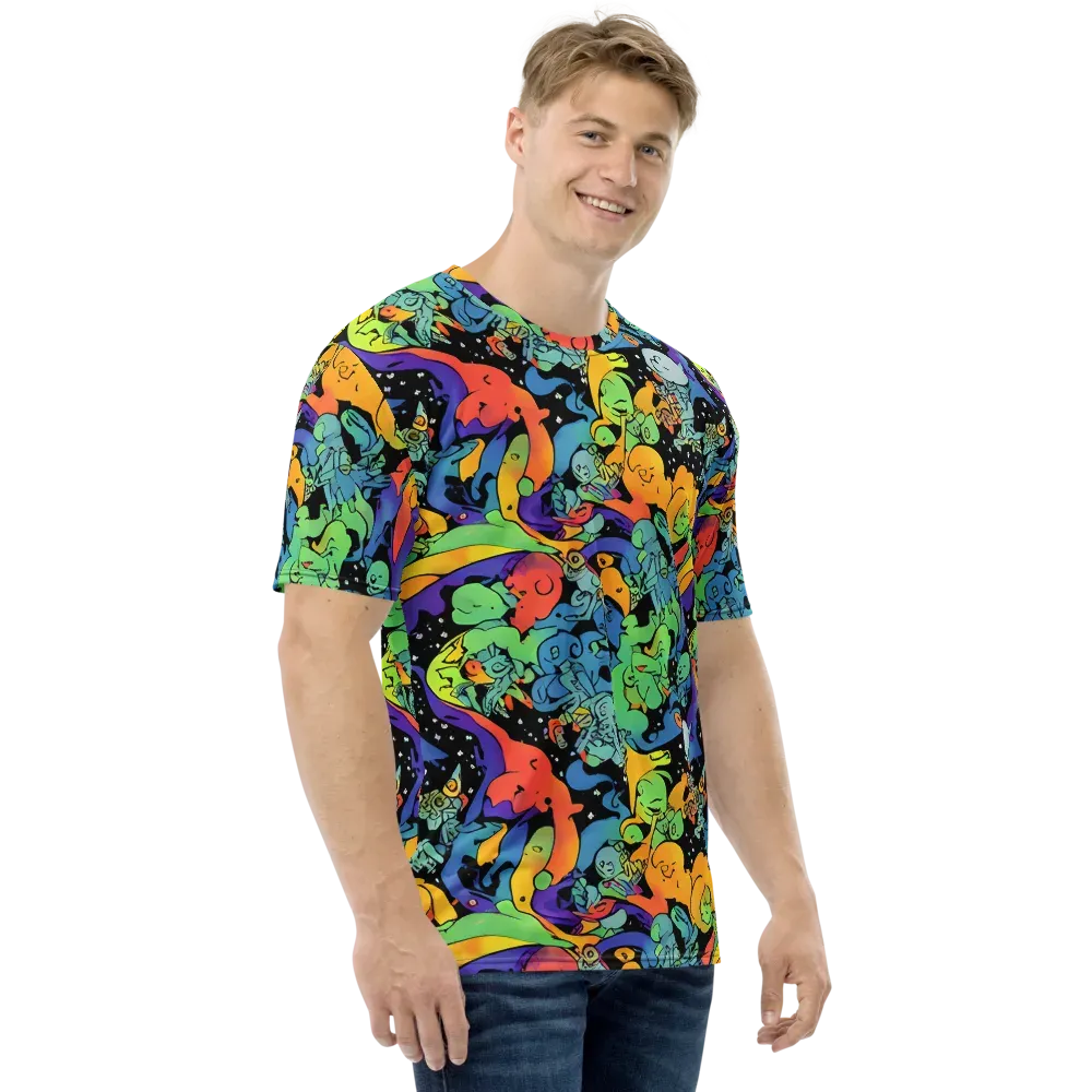 Neon Creature Carnival on Men's Crew Neck T-Shirt — Right