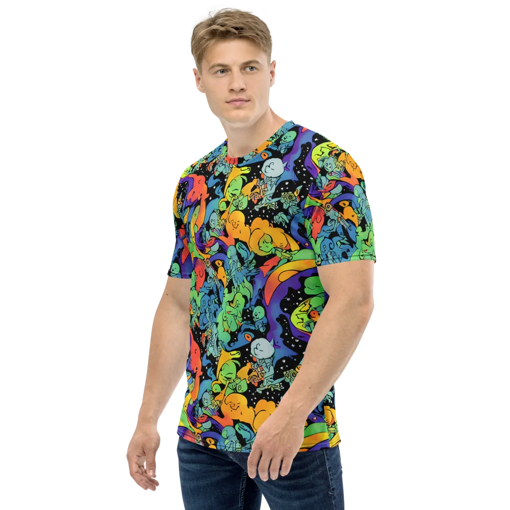 Neon Creature Carnival on Men's Crew Neck T-Shirt — Left