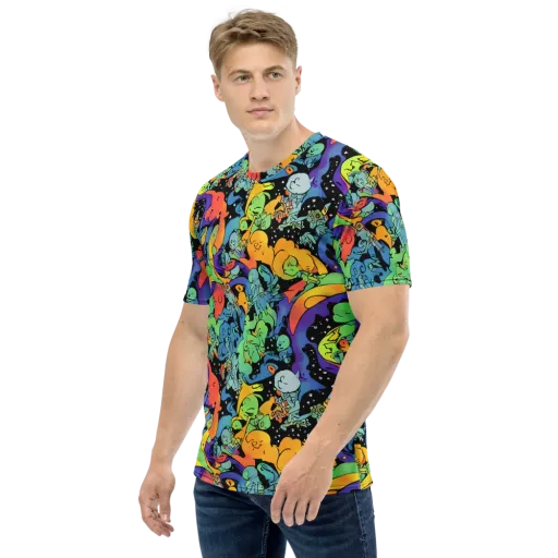 Neon Creature Carnival on a Men's Crew Neck T-Shirt