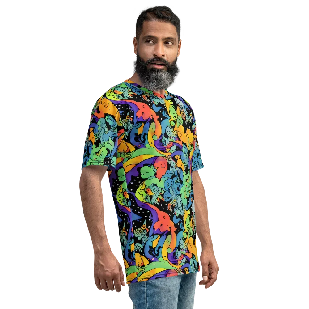 Neon Creature Carnival on Men's Crew Neck T-Shirt — Right